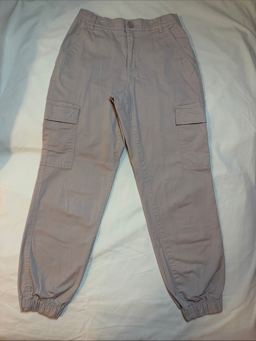 Garage Women's High-Waisted Cargo Jogger Pants - Light Taupe (Size Small)